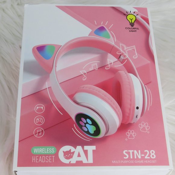 NEW - Cat Ear Wireless Headphones - Pink - Picture 3 of 4